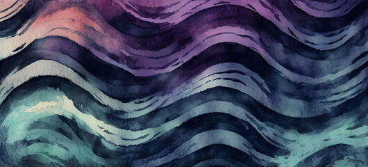 Watercolor textured waves black pastel color wavy background,Generative AI