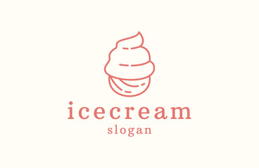 ice cream line scoop logo icon in trendy  line style