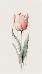 watercolor tulip illustration,Generative AI