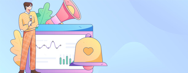 Notice bulletin vector creative flat hand drawn illustration
