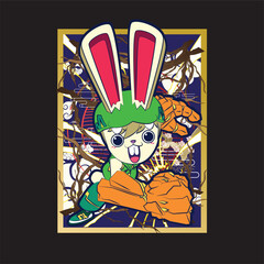 Rich Rabbit illustration for new year logo, notebook, and background

