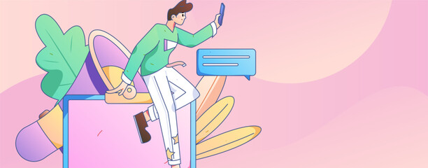 Notice bulletin vector creative flat hand drawn illustration
