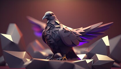 Cool, Epic, Artistic, Beautiful, and Unique Illustration of Dove Animal Cinematic Adventure: Abstract 3D Wallpaper Background with Majestic Wildlife and Futuristic Design (generative AI)