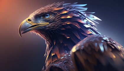 Cool, Epic, Artistic, Beautiful, and Unique Illustration of Eagle Animal Cinematic Adventure: Abstract 3D Wallpaper Background with Majestic Wildlife and Futuristic Design (generative AI)