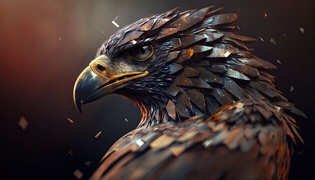 Cool, Epic, Artistic, Beautiful, and Unique Illustration of Hawk Animal Cinematic Adventure: Abstract 3D Wallpaper Background with Majestic Wildlife and Futuristic Design (generative AI)