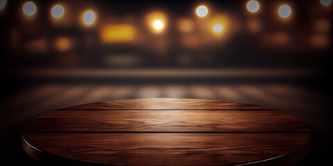 empty wooden table with bokeh background generative ai