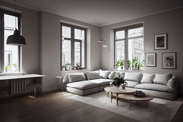 Modern living room. Luxurious apartment background with contemporary design. Modern interior design.Generative AI