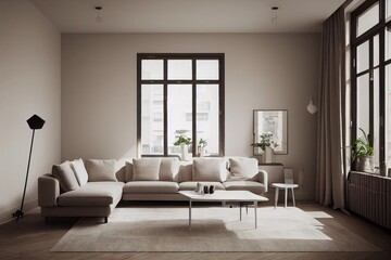 Modern living room. Luxurious apartment background with contemporary design. Modern interior design.Generative AI
