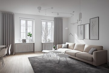 Modern living room. Luxurious apartment background with contemporary design. Modern interior design.Generative AI