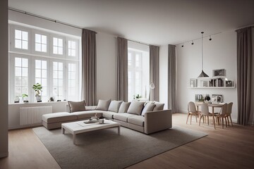 Fototapeta premium Modern living room. Luxurious apartment background with contemporary design. Modern interior design.Generative AI