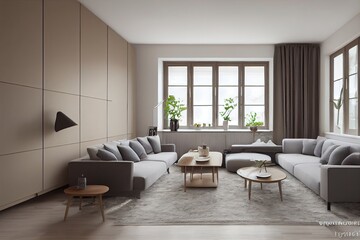 Modern living room. Luxurious apartment background with contemporary design. Modern interior design.Generative AI