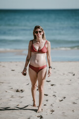 Pregnant woman on the beach of Alicante in Spain.