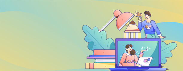 Education learning people flat vector concept hand drawn illustration
