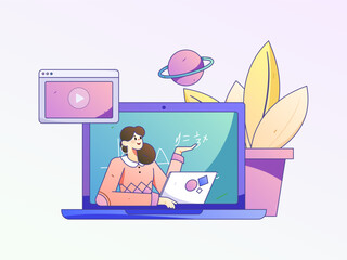 Education learning people flat vector concept hand drawn illustration
