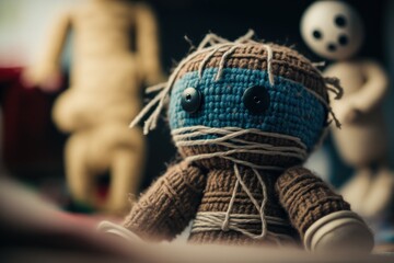 Voodoo doll with in burlap fabric, boneco de voodoo, GENERATIVE AI