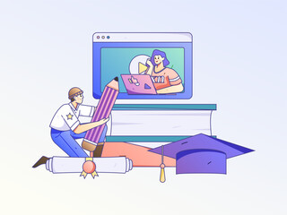 Education learning people flat vector concept hand drawn illustration
