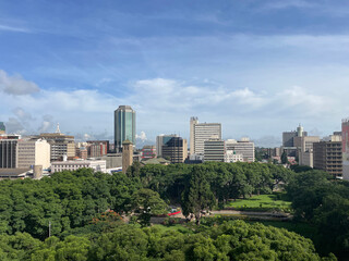 Panoramic view on Africa Unity Square in Harare city center - obrazy, fototapety, plakaty