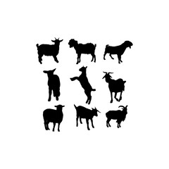 Goat animal set silhouette design