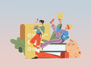 Education learning people flat vector concept hand drawn illustration
