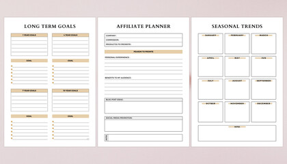 Minimalist planner pages templates. Printable Life & Business Planner Set. Life and business planner. Printable Page Long Term Goals, Affiliate Planner, SEASONALTRENDS.
