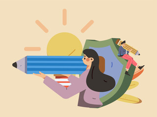 Education learning people flat vector concept hand drawn illustration
