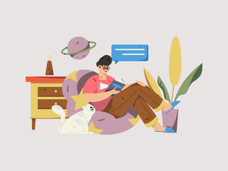 Education learning people flat vector concept hand drawn illustration
