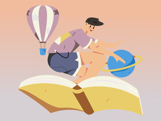 Education learning people flat vector concept hand drawn illustration
