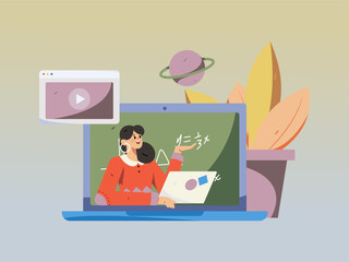 Education learning people flat vector concept hand drawn illustration
