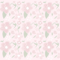 seamless pattern with pink flowers
