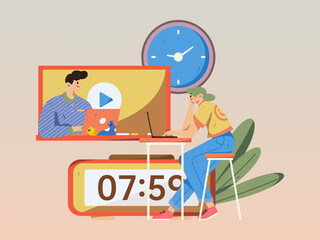 Education learning people flat vector concept hand drawn illustration
