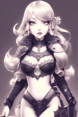 Illustration Dessous Korsett Model in Moulin Rouge Style - Generative AI