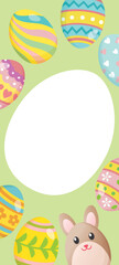 Obraz na płótnie Canvas イースターのウサギと卵のフレームイラスト