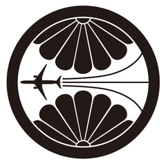 家紋風デザイン/菊と飛行機