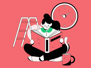 Education learning people flat vector concept hand drawn illustration
