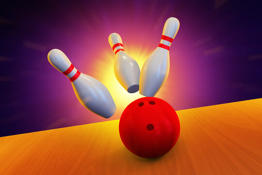 Bowling ball on 3d illustration