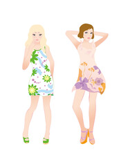 여자일러스트 2종 세트