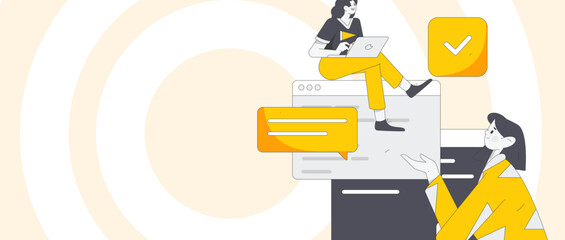 Education learning people flat vector concept hand drawn illustration
