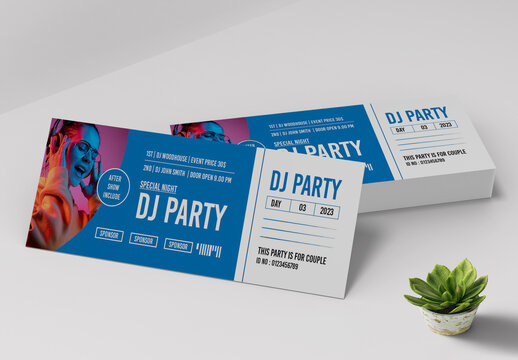 Dj Party Night Event Ticket Design Template