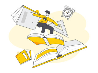 Education learning people flat vector concept hand drawn illustration
