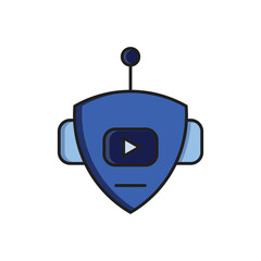 robot head vidio vector logo icon.