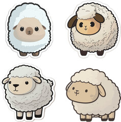 Sheep. Collection of vector illustrations. Isolated on white background.