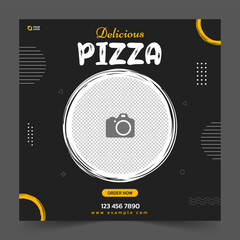 Fototapeta premium Super delicious fast food social media post template. Healthy and tasty food banner, flyer or poster design for online business marketing and promotion. Restaurant offer menu design.