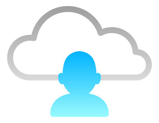 User login to cloud server. Computer cloud service icon.