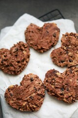 Homemade Chocolate Cookies Heart Shape Isolated Photo