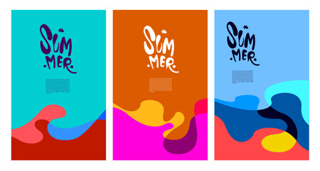 Vector Colorful Fluid and Liquid Summer Brochure Background Template