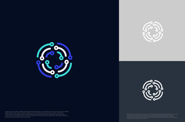 Fototapeta premium Abstract connecting global technology logo designs template, symbol template