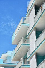 Low angle view of modern condo building in Armacao de Pera