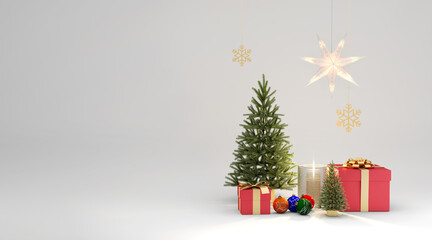 Christmas wallpaper with tree and gifts