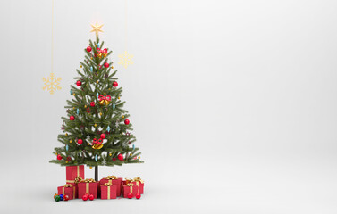 Christmas wallpaper with tree and gifts