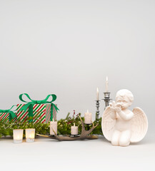 Christmas wallpaper with tree and gifts